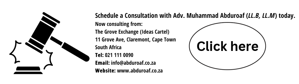 Schedule a Consultation with Advocate Muhammad Abduroaf